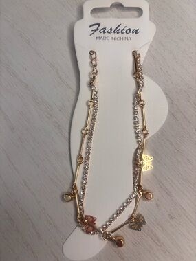 Gold Butterfly Multi-Layer Anklet- Gold